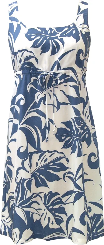 Delicate Tropical Women's Empire Tie Front Hawaiian Dress (Generous Fit) Open-back unclassified dresses