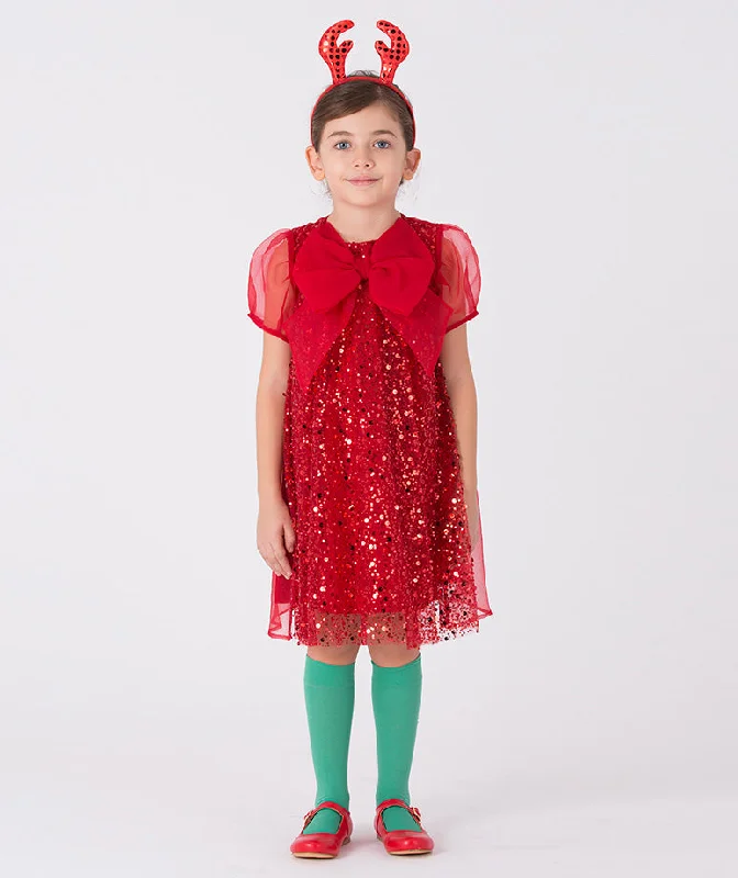 Festive Sparkle Bow Dress One-shoulder unclassified dresses