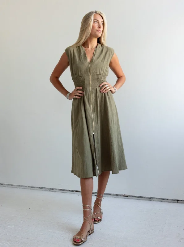 Layla Dress - Olive Smocked unclassified dresses