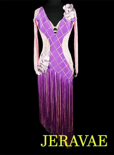 Light Pink and Purple Fringe Latin Rhythm Dress LAT043 sz Small/Medium Cocktail unclassified dresses