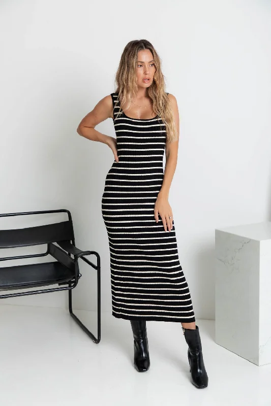 Ollie Knit Dress - Black and Cream Beach unclassified dresses