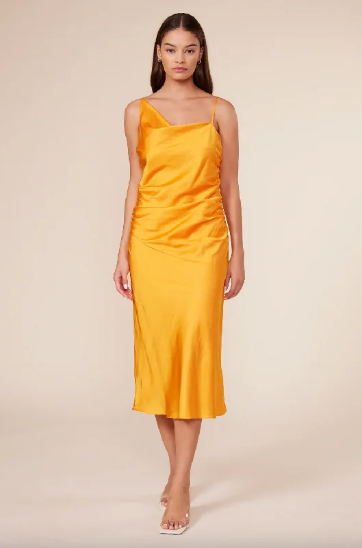 ORANGE SATIN DRESS Metallic unclassified dresses