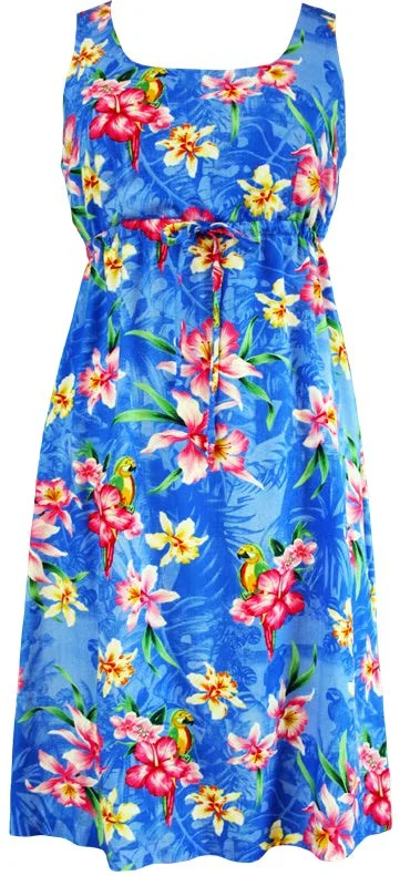 Orchid Parrot Women's Empire Tie Front Hawaiian Dress (Generous Fit) Embroidered unclassified dresses