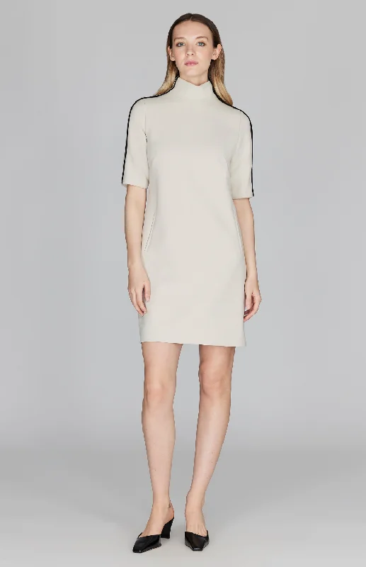 Double Face Turtleneck Shift Dress w/Contrast Bias Plus size unclassified dresses