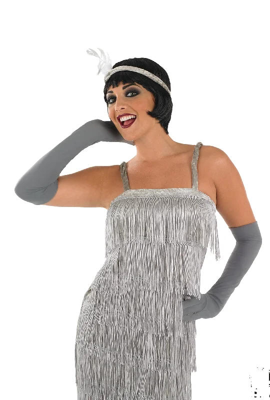 Roaring 1920's Girl Silver Flapper Costume Club unclassified dresses