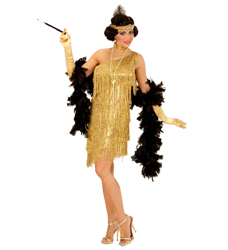 Roaring 20's Gold Flapper Costume Ladies Color block unclassified dresses