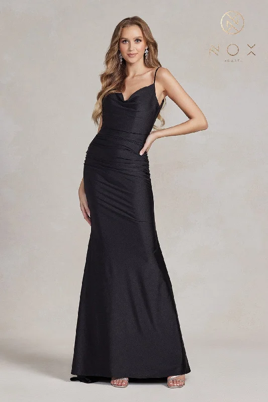 Sleeveless Cowl Mermaid Gown by Nox Anabel K490 Backless unclassified dresses