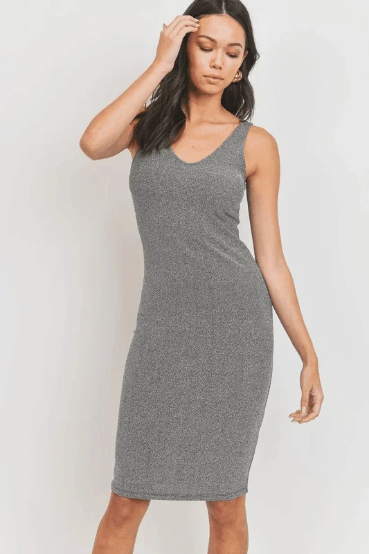 Sleeveless Scoop V Neck Metallic Dress Comfortable unclassified dresses