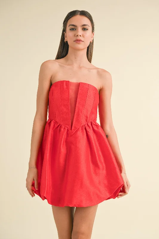 strapless fit & flare bubble hem dress Minimalist unclassified dresses