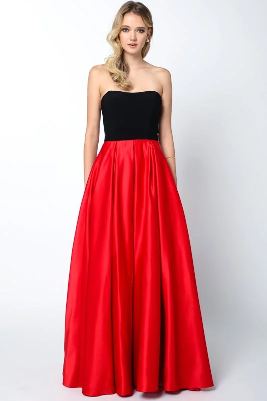 Two Tone Strapless Gown by Juliet 694 Color block unclassified dresses