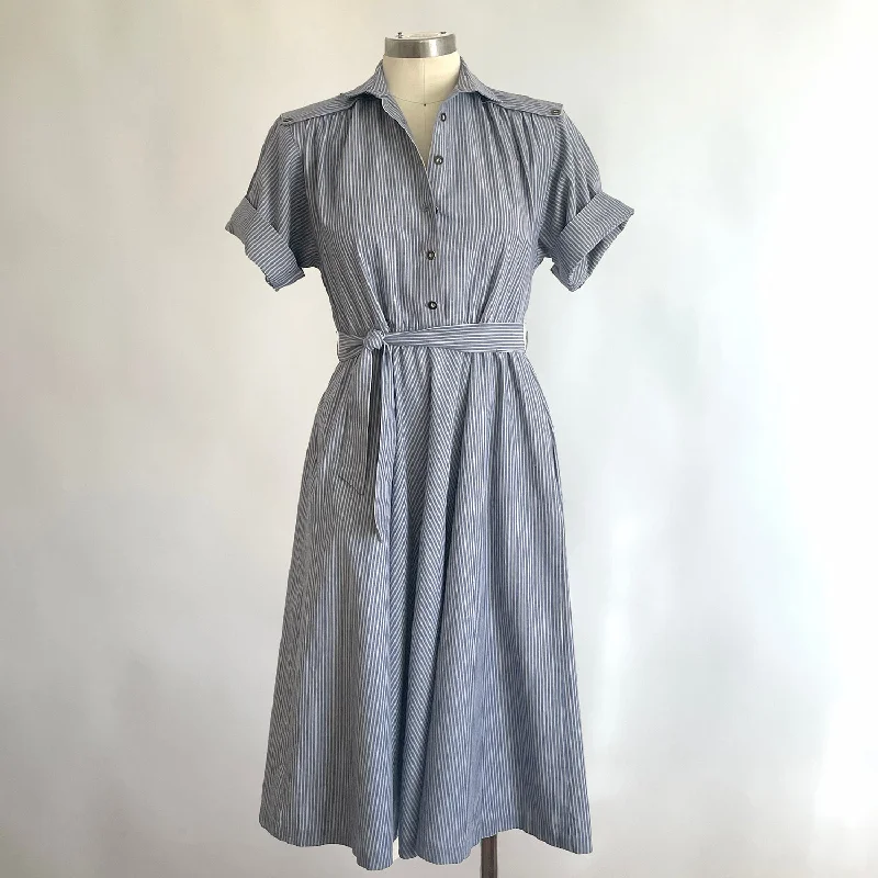 Vintage Indigo Striped Dress Holiday unclassified dresses