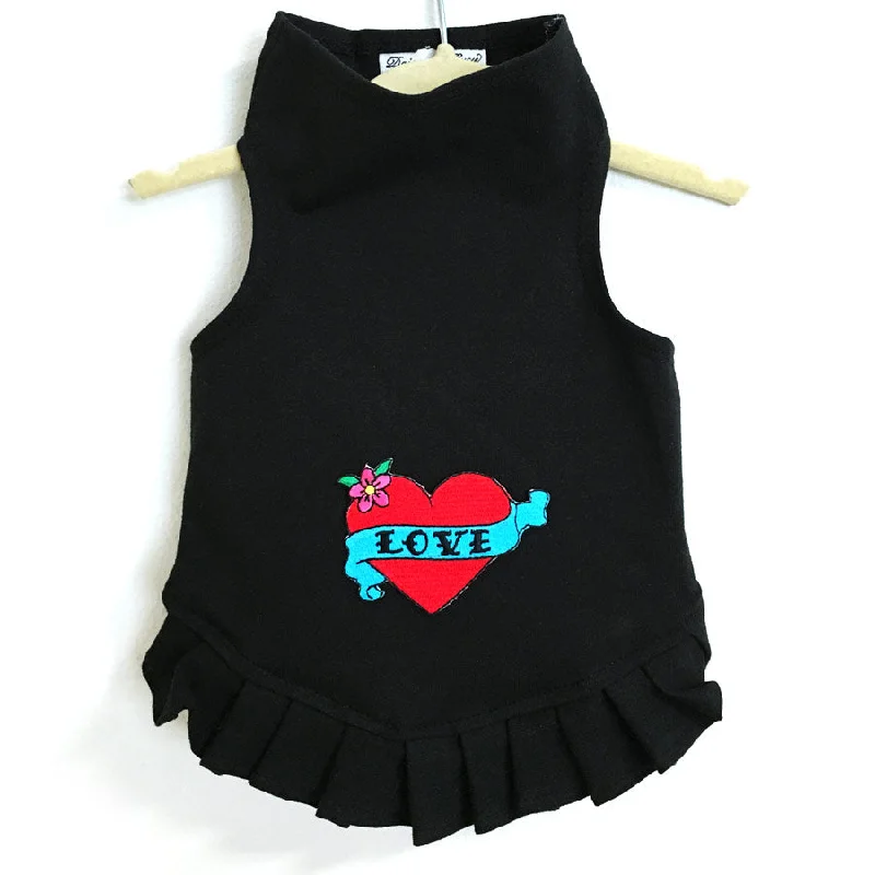 345D Red Love Heart Dress on Black Chiffon unclassified dresses