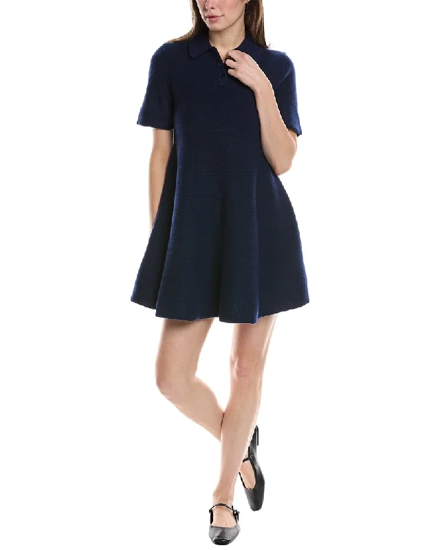 Theory Babydoll Felted Polo Wool & Cashmere-Blend Mini Dress Retro Mini Skirt