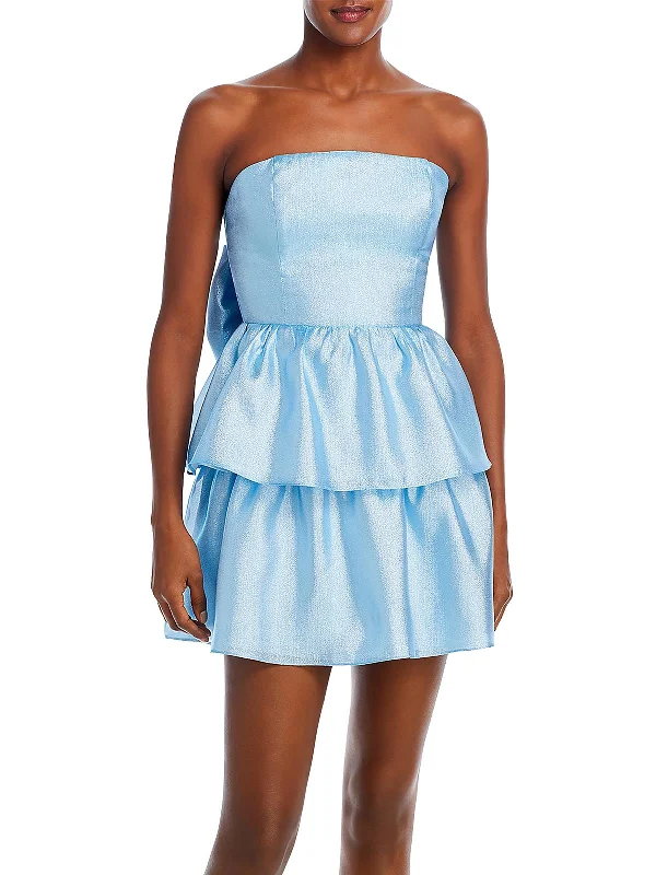 Womens Bow Mini Cocktail And Party Dress Casual Mini Skirt