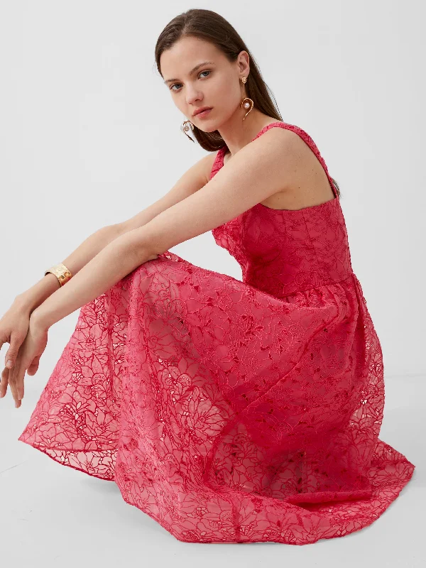 Embroidered Evelyn Lace Strappy Dress Chic Lace Dress