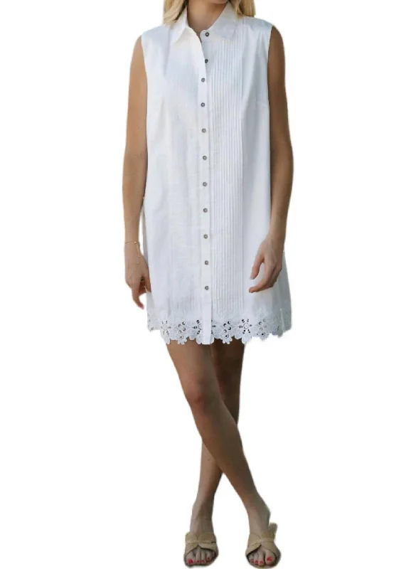 Lace Hem Dress In White Lace Detail Gown