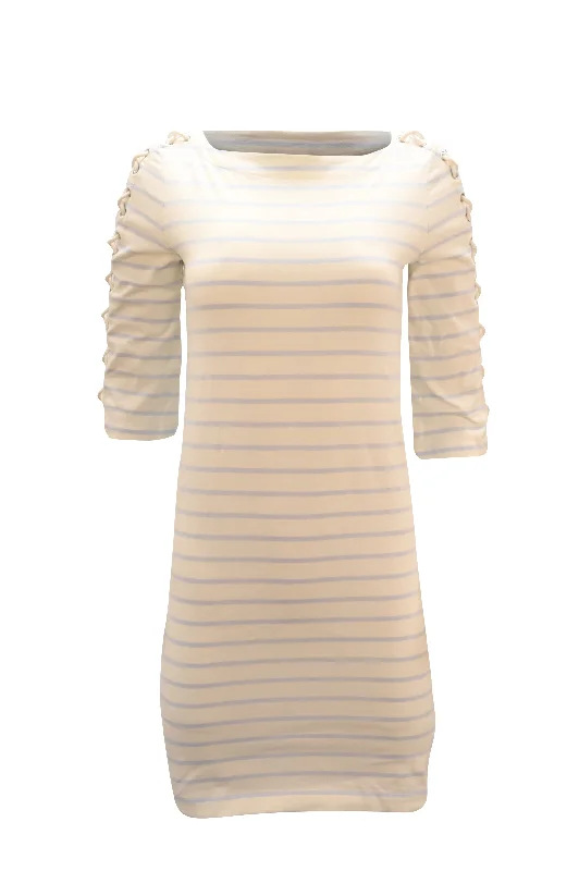 Lauren Ralph Lauren Striped Dress with Lace-Up Sleeves in Multicolor Cotton Casual Lace Dress