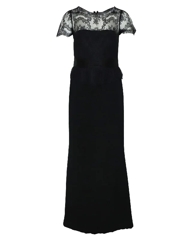 Marchesa Notte Lace Gown in Black Polyester Lace Dress Twirl