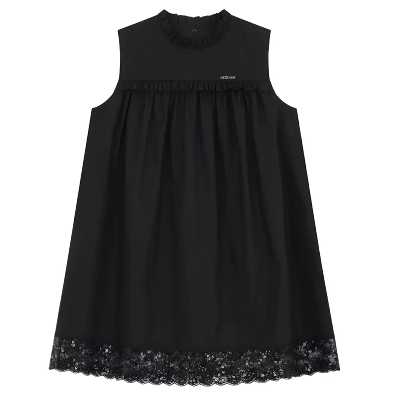 Black Womens Lace Border Dress Simple Lace Dress